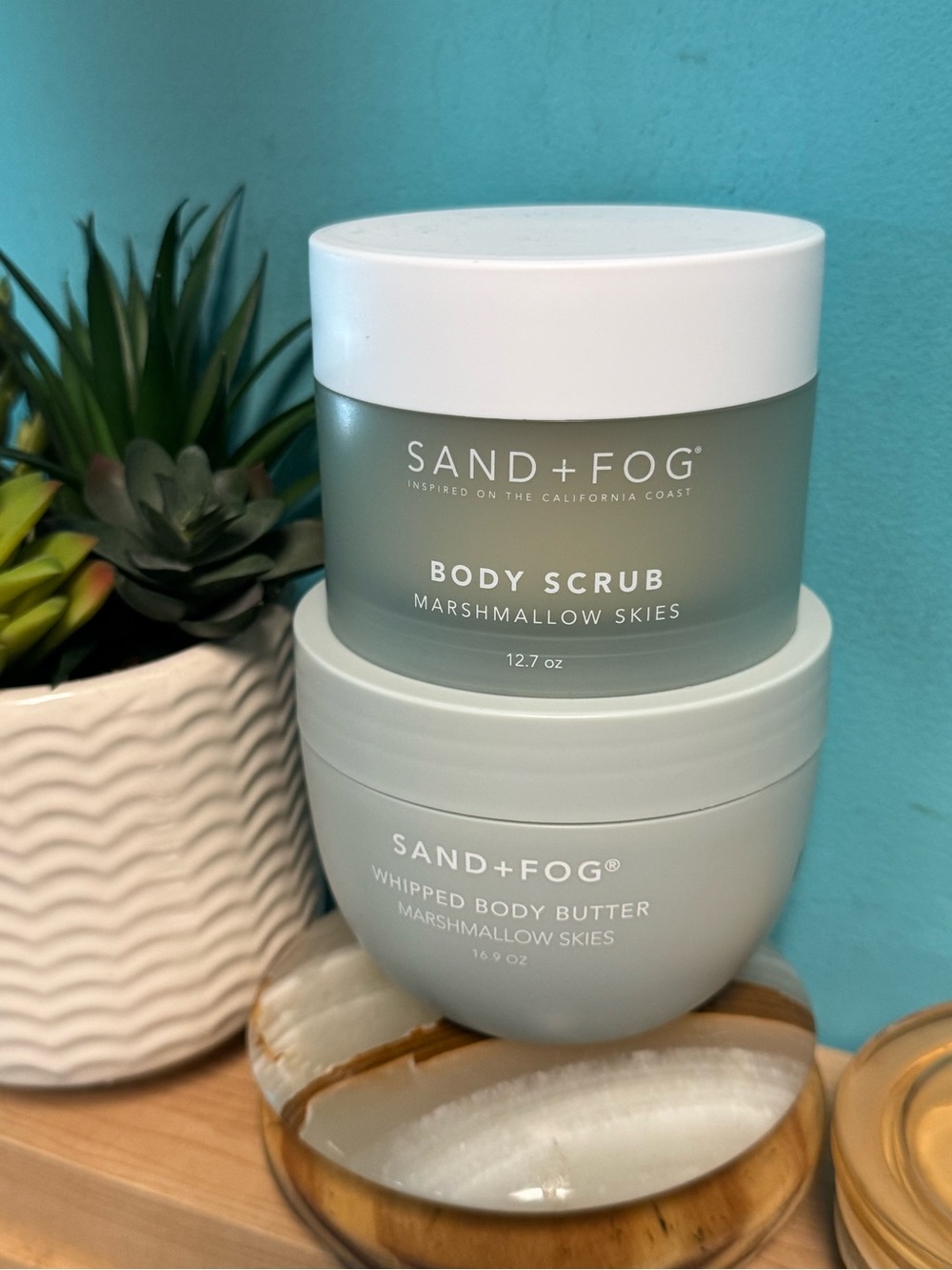 SAND+FOG Marshmallow Skies Body Scrub & Whipped Body Butter - Light Aqua